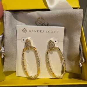 Kendra Scott Essie Pave Gold Open Frame Earrings